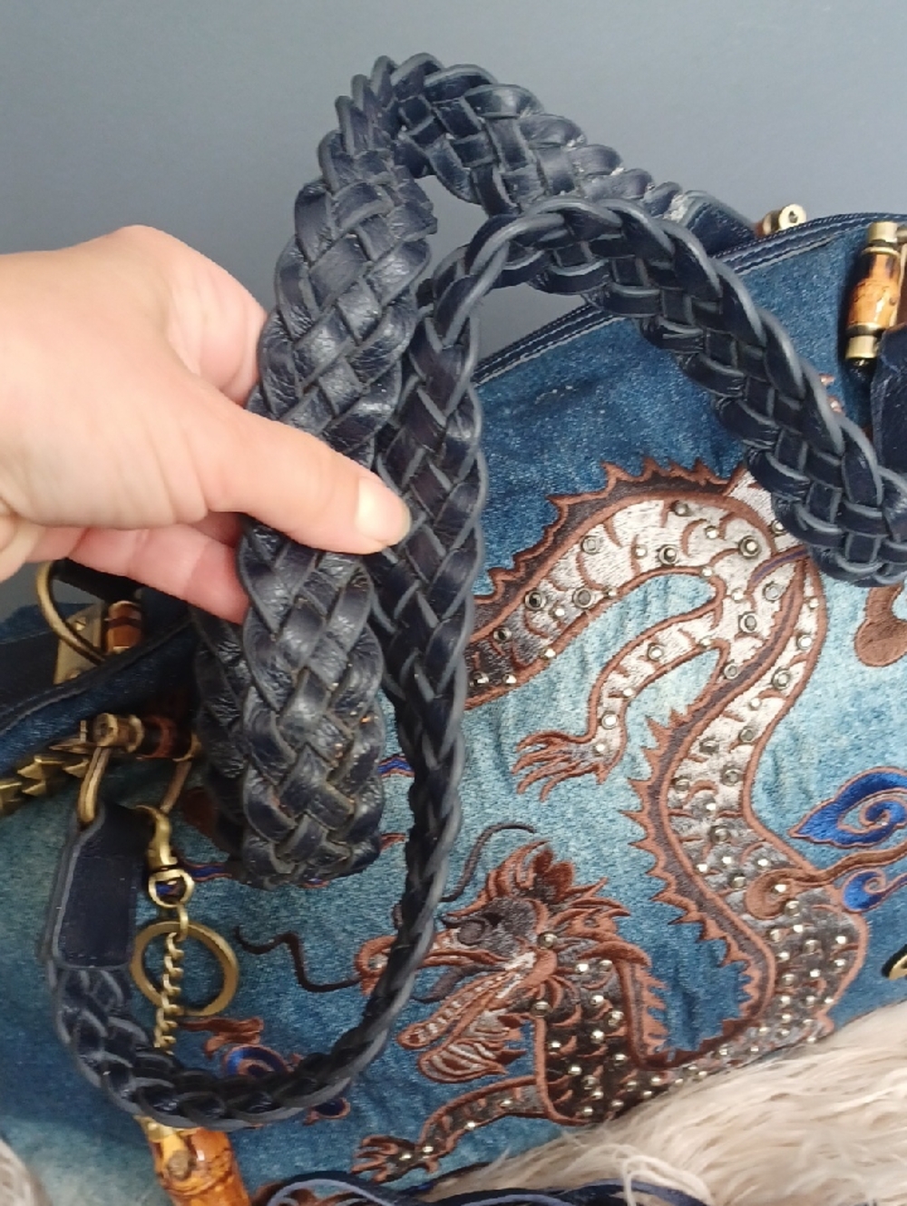 Y2K Denim Dragon Large Tote - Picture 16 of 16